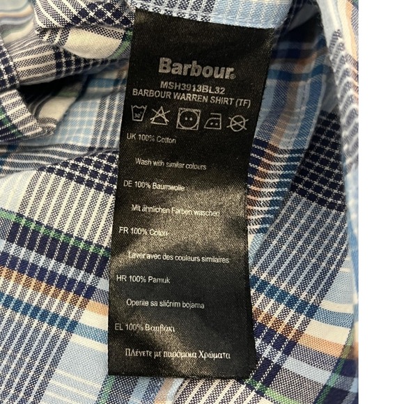 Barbour Warren Shirt Mens Large Blue Plaid Tailored‎ Fit Long Sleeve Button Up - Picture 10 of 16